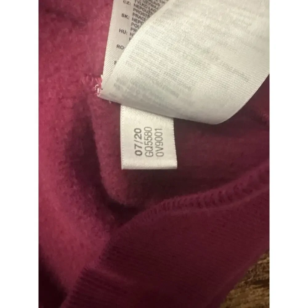 Adidas All Over Logo Hoodie Mens L Burgundy Pullover Sweatshirt